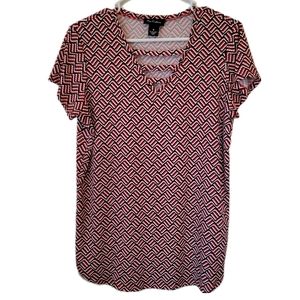 Women's Medium Short Sleeve Red, Black and White Top